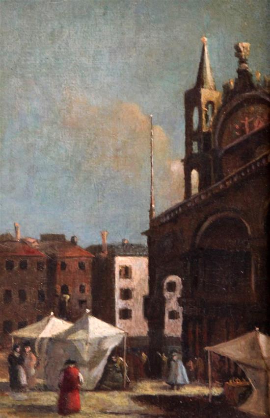 After Guardi Figures in St Marks Square, Venice 9 x 6in.